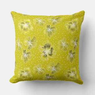 Olijfgeel bloemenretro patroon kussen