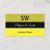 Olijfgeel Grenzen op Zwart Modern met Monogram Visitekaartje (Voorkant)