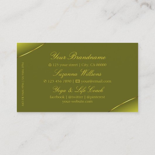 Olijfgeel met Gold Decor Diamonds en Logo Visitekaartje (Achterkant)