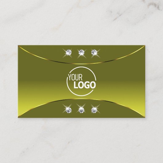 Olijfgeel met Gold Decor Diamonds en Logo Visitekaartje (Voorkant)