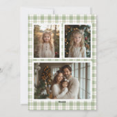 Olijfgoud geruite krans sportieve strik Kerstkaart (Achterkant)