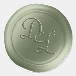 Olijfgroen 2-letterige Monogram Wax Seal Stickers