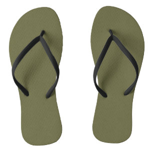 Olijfgroen Aardse Solid Color Print Teenslippers