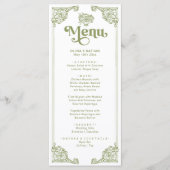  Olijfgroen Antiek Lijst bruiloft Diner Menu (Voorkant)