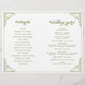  Olijfgroen Antiek Lijst bruiloft Programma's (Achterkant)