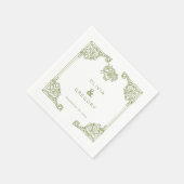 Olijfgroen Antiek Lijst bruiloft Servet (Hoek)