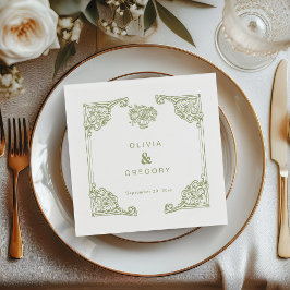  Olijfgroen Antiek Lijst bruiloft Servet