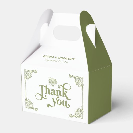  Olijfgroen Antiek Lijst Dank u Bedankdoosjes (Voorkant Zijde)