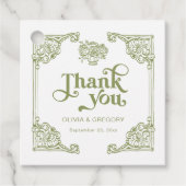 Olijfgroen Antiek Lijst Dank u Bedankjes Labels (Voorkant)