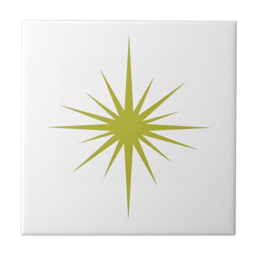 Olijfgroen atoomstartbarsting midden eeuwse modern tegeltje (Voorkant)