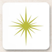 Olijfgroen atoomstartschot midden eeuw Retro Bier Onderzetter (Voorkant)