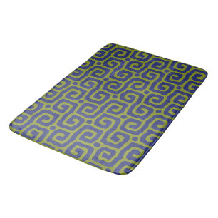 Olijfgroen & blauw abstract patroon badmat