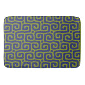 Olijfgroen & blauw abstract patroon badmat (Voorkant)