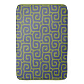 Olijfgroen & blauw abstract patroon badmat (Voorkant Verticaal)