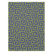 Olijfgroen & blauw abstract patroon tafelkleed (Voorkant)
