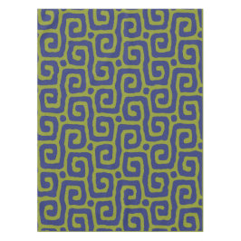 Olijfgroen & blauw abstract patroon tafelkleed