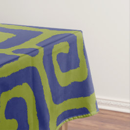 Olijfgroen & blauw abstract patroon tafelkleed