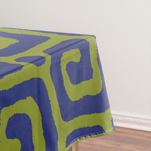 Olijfgroen & blauw abstract patroon tafelkleed (Voorbeeld)