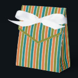 Olijfgroen, Blauwgroen, Sinaasappel Gestreept Bedankdoosjes<br><div class="desc">Olijfgroen,  blauwgroen en sinaasappel gestreepte gunst doos met lint stropdas. Perfect voor alle cadeau decoratie thema's; eenvoudig / minimalistisch tot maximalistisch afhankelijk van extra versieringen.</div>