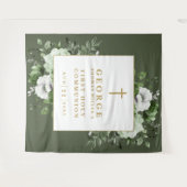 Olijfgroen Bloemen Heilige Communie Foto Achtergro Wandkleed (Voorkant (horizontaal))