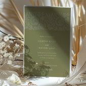  Olijfgroen Bloemen Huwelijk Kaart
