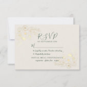 Olijfgroen Bloemen Huwelijk RSVP Kaartje (Voorkant)