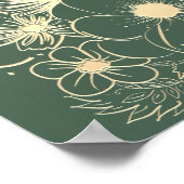 Olijfgroen  Bloemen Huwelijk Welkom Poster (Hoek)