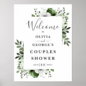Olijfgroen Bloemen Koppels Douche Welkomstbord Poster (Voorkant)