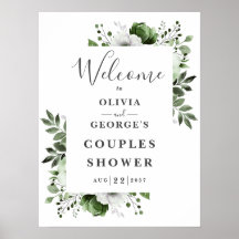 Olijfgroen Bloemen Koppels Douche Welkomstbord