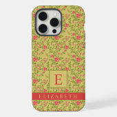  Olijfgroen Bloemen Roze Rozenbloemen iPhone Hoesje (Achterkant)