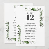Olijfgroen Bloemen Tafel Nummer Zitplaatskaart Kaart (Voorkant / Achterkant)