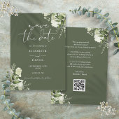 Olijfgroen Bloemengroen QR Code Bruiloft Save The Date