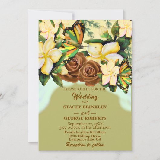 Olijfgroen Boho-Wildflower-Botanical-Floral Kaart (Voorkant)