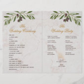 Olijfgroen botanisch geometrisch huwelijksprogramm (Achterkant)