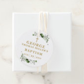 Olijfgroen Botanisch Modern Doopsel Bedankjes Labels (In situ)