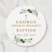 Olijfgroen Botanisch Modern Doopsel Bedankjes Labels (Voorkant)