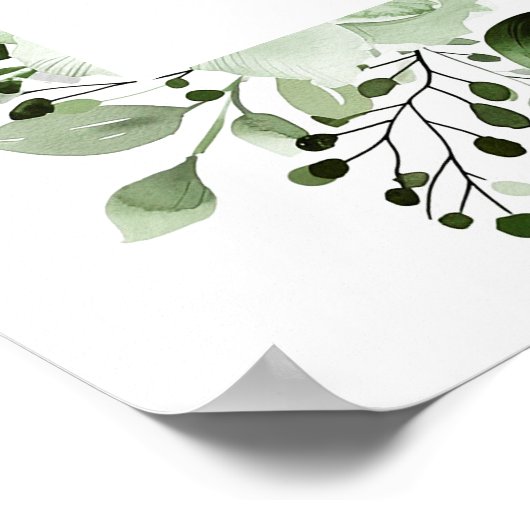 Olijfgroen Botanisch Modern Doopsel Welkom Teken Poster (Hoek)