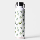 Olijfgroen botanisch waterverf chic patroon waterfles (Voorkant)