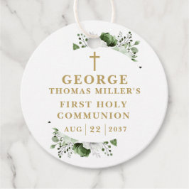 Olijfgroen Botanische Moderne Eerste Heilige Commu Bedankjes Labels