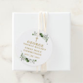 Olijfgroen Botanische Moderne Eerste Heilige Commu Bedankjes Labels (In situ)