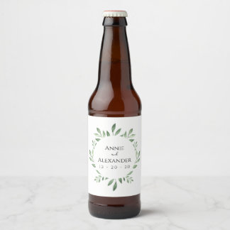 Olijfgroen Botanische Waterverf Bier Etiket