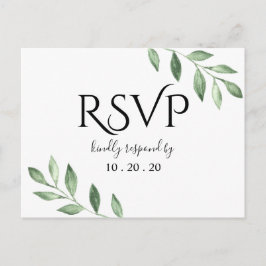 Olijfgroen Botanische Waterverf Bruiloft RSVP Briefkaart