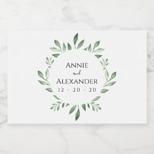 Olijfgroen Botanische Waterverf Likeurfles Etiket