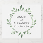 Olijfgroen Botanische Waterverf Likeurfles Etiket (Enkel label)