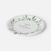 Olijfgroen Botanische Waterverf Papieren Bordje (Gekanteld)