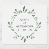 Olijfgroen Botanische Waterverf Sparkling Wijnetiket (Enkel label)