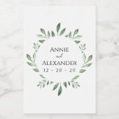 Olijfgroen Botanische Waterverf Wijn Etiket (Enkel label)