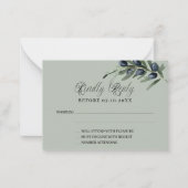 Olijfgroen bruiloft reactie RSVP Notitiekaartje (Voorkant)