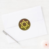 Olijfgroen, bruine streep Mitzvah Sticker (Envelop)