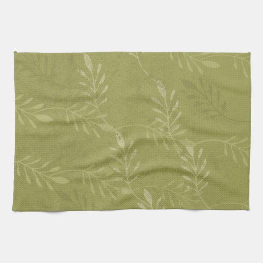 Olijfgroen Casual of Formele Botanisch Theedoek (Horizontaal)